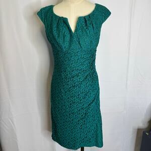 Adrianna Papell Teal Lace Sheath Dress Women’s Size 8 Cocktail Party Wedding